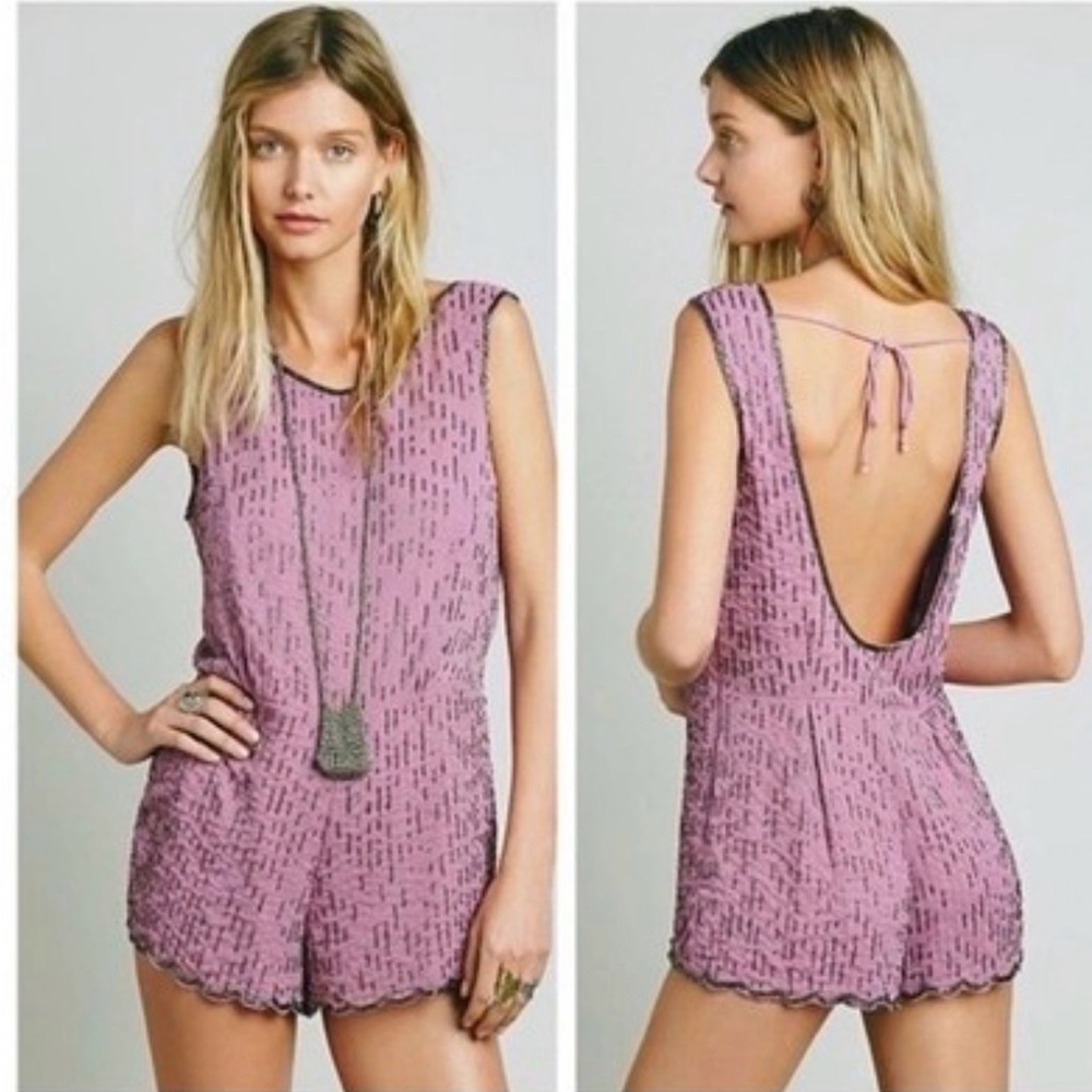 Free People Beaded beauty embellished Romper Size 2